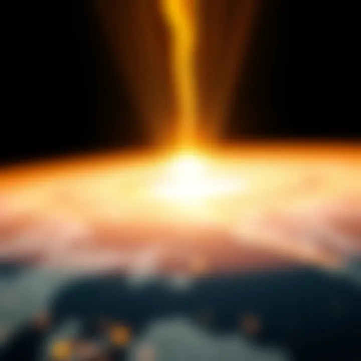 Illustration depicting the interaction between solar wind and the magnetic shield