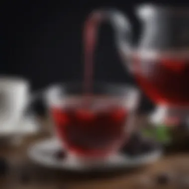 Elderberry tea being poured into a cup