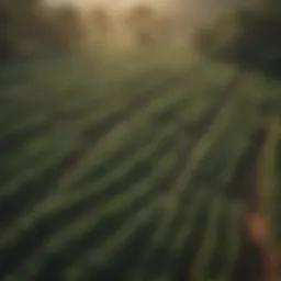 Aerial view of lush coffee plantations