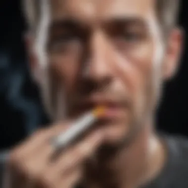 The Impact of Smoking on Respiratory Health Person holding a cigarette with a distressed expression