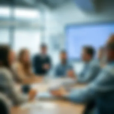 A motivational meeting with engaged employees