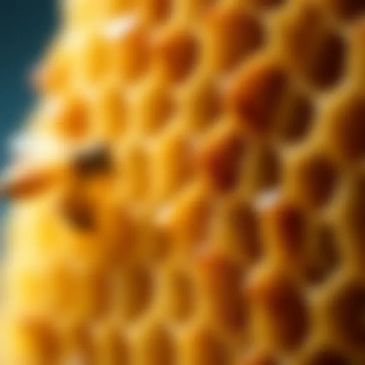 Close-up of honeycomb highlighting the intricate structures and natural beauty
