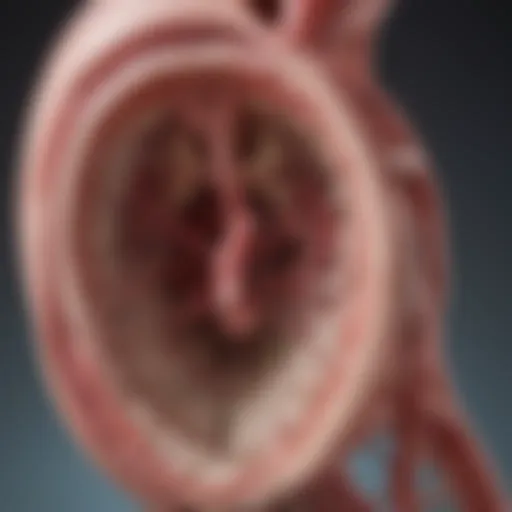 Diagram illustrating the structure of a bicuspid aortic valve and aneurysm