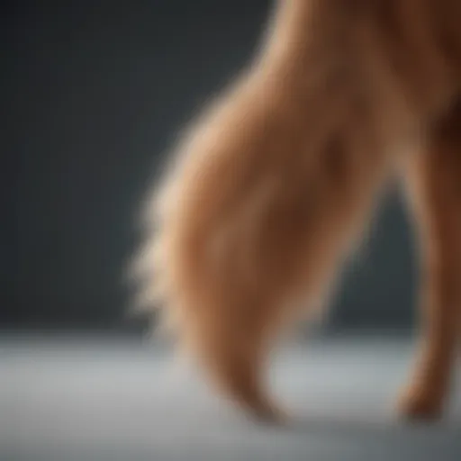 A close-up of a dog's tail wagging energetically