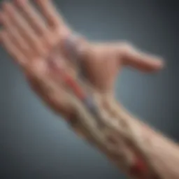 Diagram illustrating the anatomical location of the carpal tunnel in the wrist.