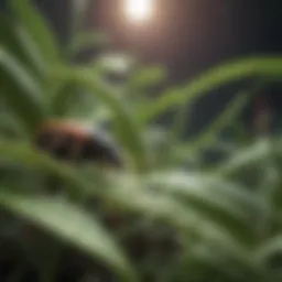 Close-up view of a common crop pest infesting a plant.
