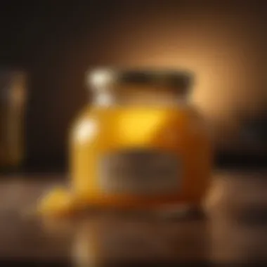 A traditional cow ghee jar showcasing its rich golden hue
