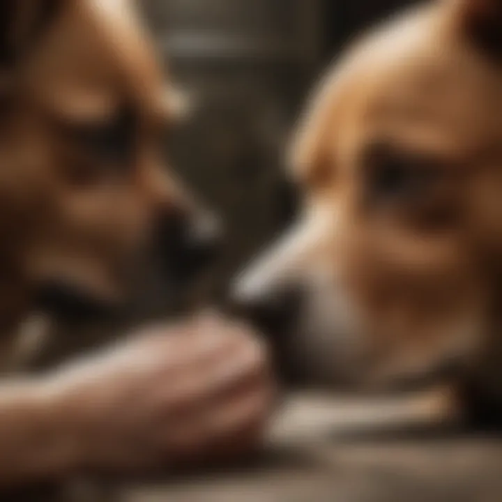 A heartfelt moment between a dog and its owner, symbolizing love and connection.