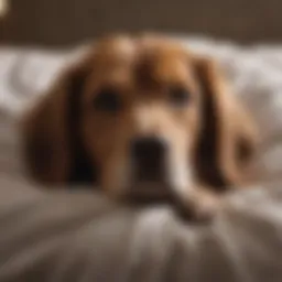 A serene dog resting comfortably in a soft bed, reflecting tranquility amidst illness.