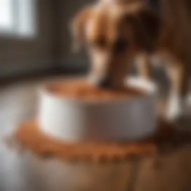 Close-up of a dog's food bowl with uneaten food indicating loss of appetite