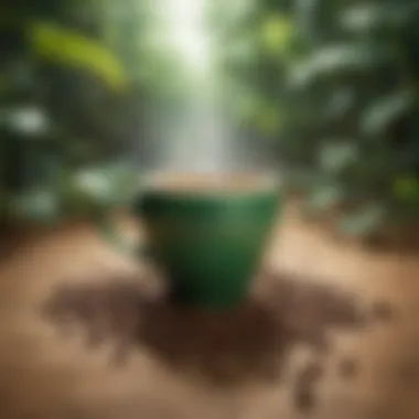 Illustration depicting the journey of coffee from bean to cup, highlighting green coffee beans.