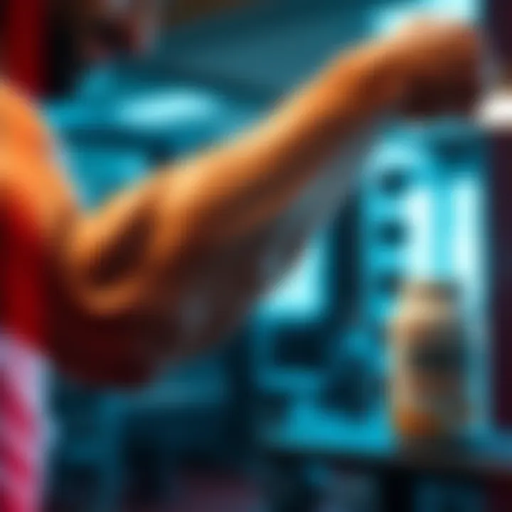 Illustration of muscle recovery process with protein intake