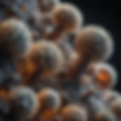 Close-up of mold spores under a microscope