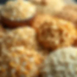 Variety of refined grains displayed aesthetically