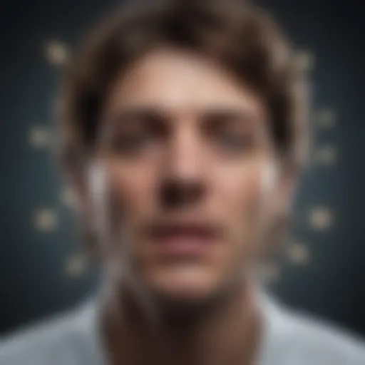 Visual representation of schizophrenia symptoms including delusions and hallucinations