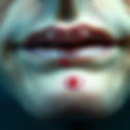 Close-up view of angular cheilitis lesions