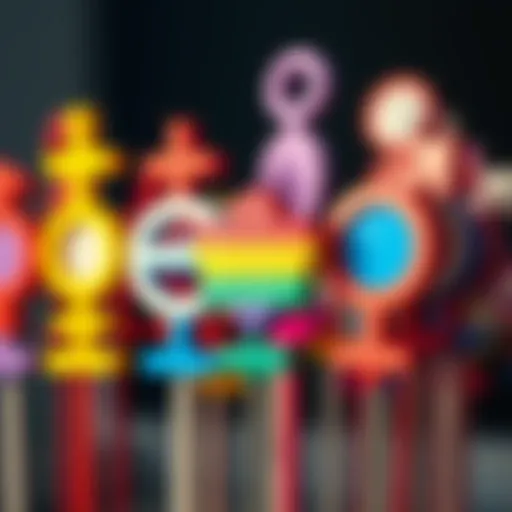 A colorful representation of diverse gender symbols