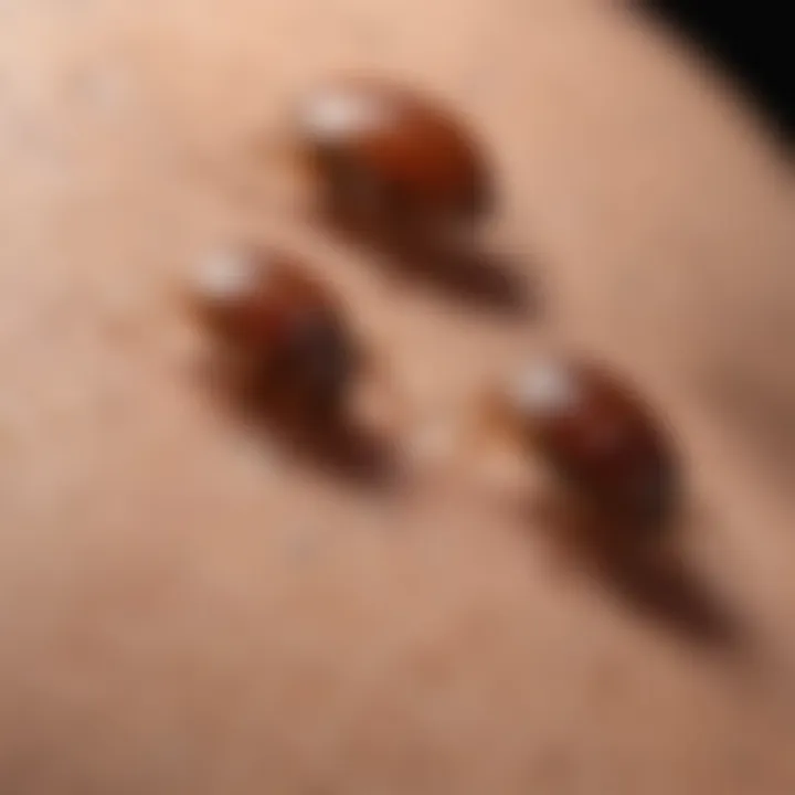 Illustration of tick life stages on a dermal surface