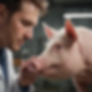 A pig farmer discussing vaccination strategies with a veterinarian