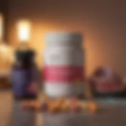 Vibrant array of vitamins and supplements for menopause support